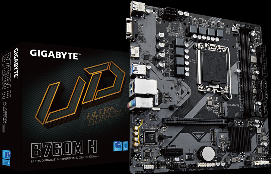 Motherboard Gigabyte B760M H & Box - Hero Image