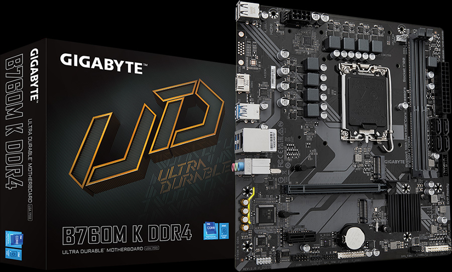 Motherboard Gigabyte B760M K DDR4 & Box - Hero Image