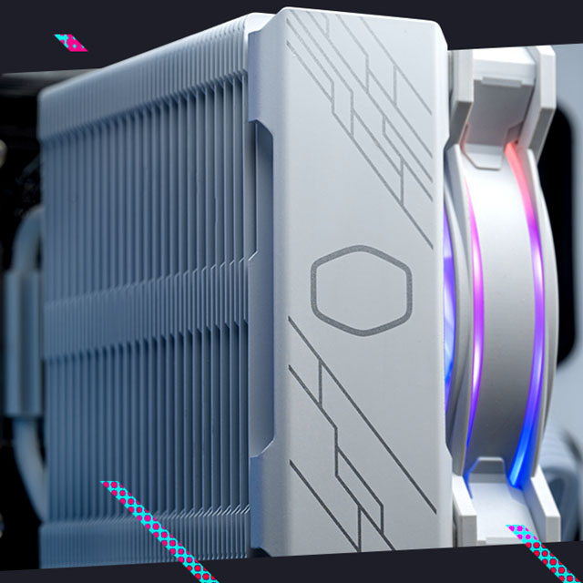 Vista de la Cubierta superior de aluminio pulido del Cooler para CPU Cooler Master Hyper 212 Halo White