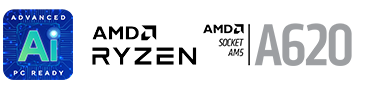 Advanced AI PC Ready, AMD Ryzen - AMD Socket AM5 A620 Logo