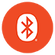 Ícono de Bluetooth blanco dentro de un hexágono naranja, que simboliza la transmisión inalámbrica por Bluetooth.