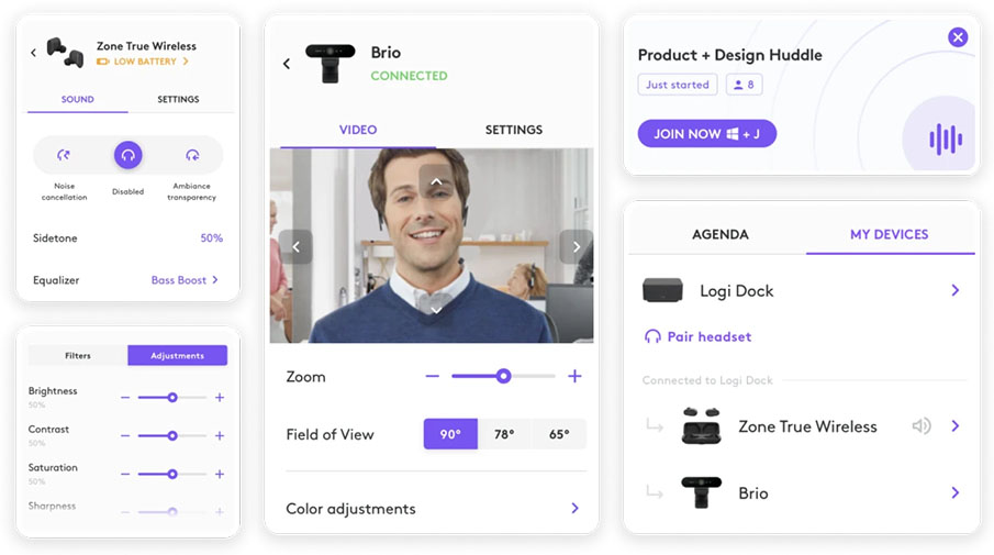 Imágenes de productos de videoconferencia de Logitech