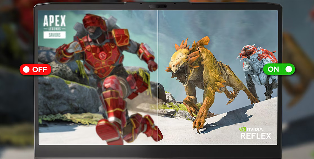 Lenovo LOQ 15IRH8 con Apex Legends en la pantalla mostrando el efecto NVIDIA® Reflex