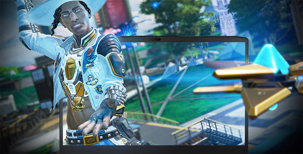 Lenovo LOQ 15IRH8 con Apex Legends explotando en la pantalla