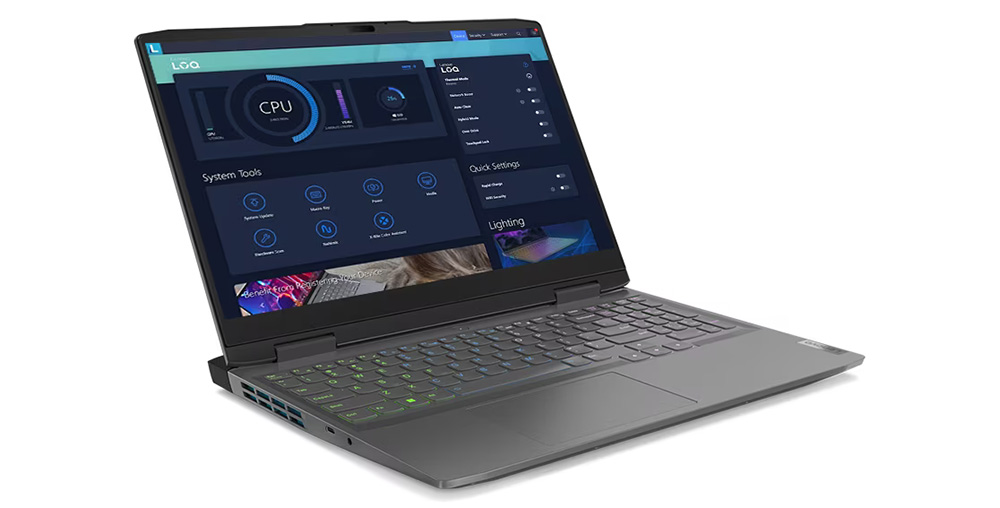 Lenovo LOQ 15IRH8 con la interfaz de usuario de Lenovo Vantage en pantalla