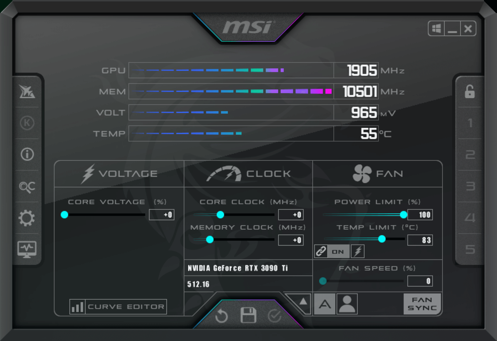 MSI Afterburner Interface