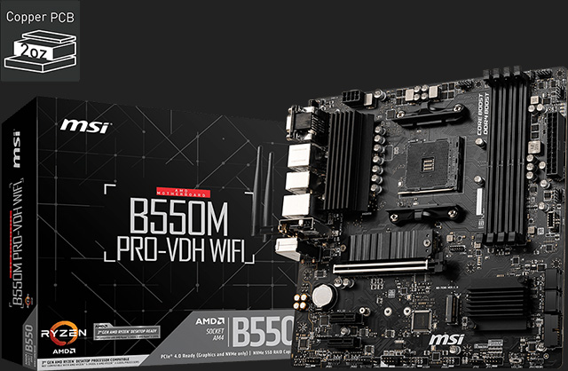 Motherboard MSI B550M PRO-VDH WIFI & Box - Hero Image