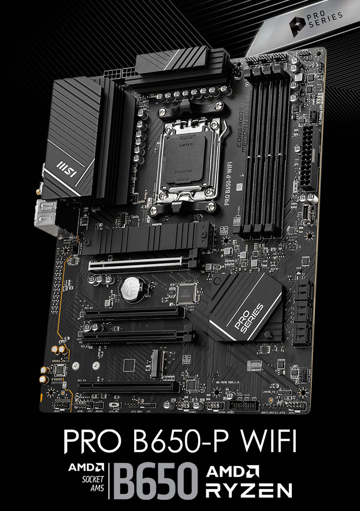 Motherboard MSI PRO B650-P WIFI & Box - Hero Image