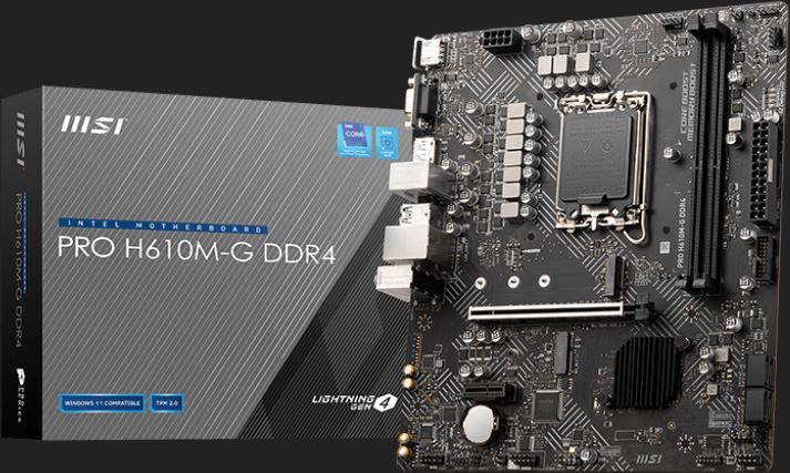 Motherboard MSI PRO H610M-G DDR4 & Box - Hero Image
