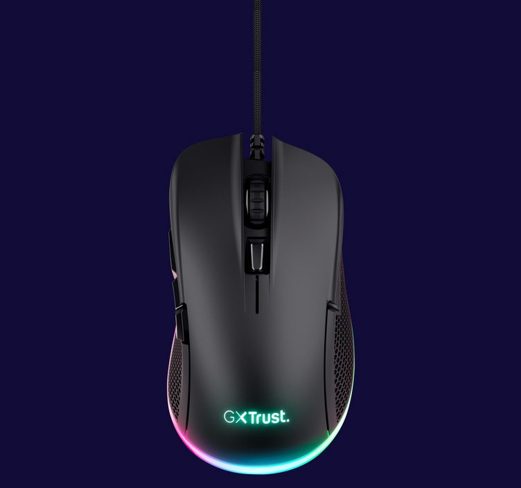 Vista superior del Mouse gaming Trust GXT 922 Ybar de color negro