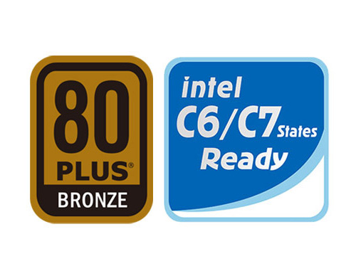 Logos Certificación 80 PLUS® Bronze y Compatible con los Estados Intel C6/C7
