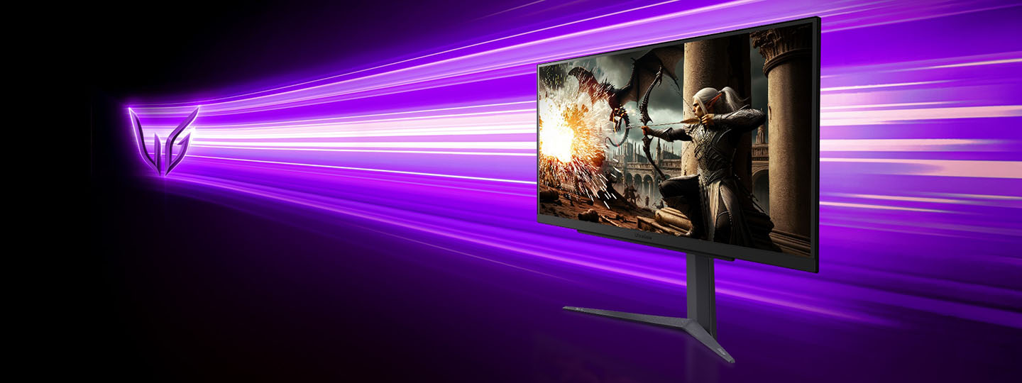 Logo LG UltraGear™ y Monitor Gaming LG UltraGear™ 27GS75Q-B de 27 pulgadas