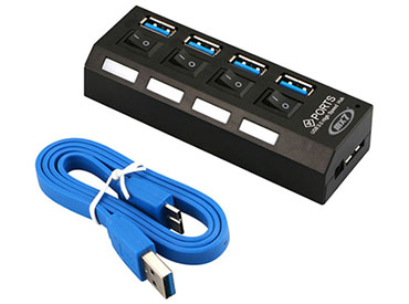 Hub USB 3.0 de 4 Puertos con teclas on/off para cada puerto