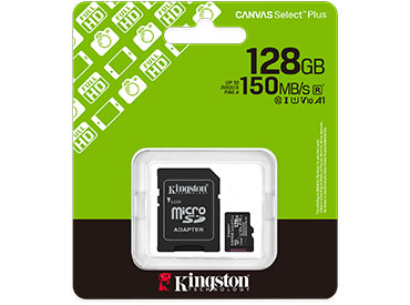 Tarjeta de memoria microSD Kingston Canvas Select Plus SDCS3 128GB con Adaptador
