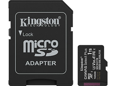 Tarjeta de memoria microSD Kingston Canvas Select Plus SDCS3 1TB con Adaptador