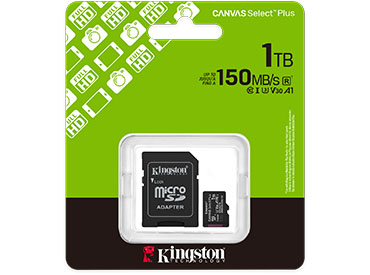 Tarjeta de memoria microSD Kingston Canvas Select Plus SDCS3 1TB con Adaptador