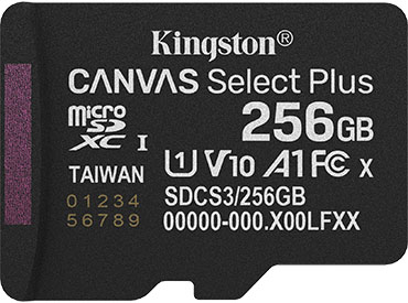 Tarjeta de memoria microSD Kingston Canvas Select Plus SDCS3 256GB con Adaptador