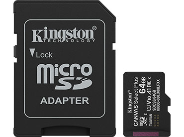 Tarjeta de memoria microSD Kingston Canvas Select Plus SDCS3 64GB con Adaptador
