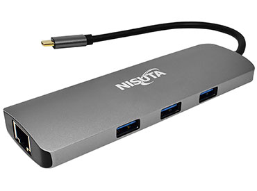 Nisuta Docking USB-C 3.1 a HDMI - Red - HUB USB 3.0 - Lector de Tarjetas (NS-UCD2)