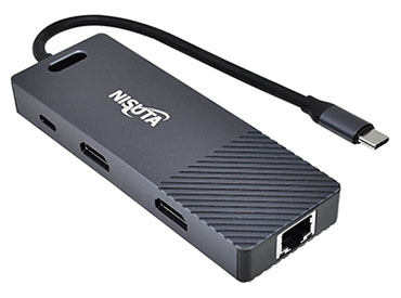 Nisuta Docking USB C 3.1 a 2x HDMI, Red, HUB USB 3.0, PD 100W (NSUCD4)