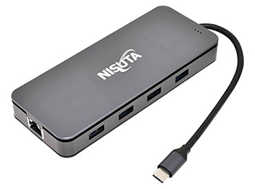 Nisuta Docking USB C 3.1 a M.2 NVME, HDMI, VGA, Red, HUB USB 3.0, TF-SD, PD 100W (NSUCD5)