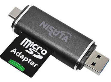 Lector de tarjetas SD/MicroSD con USB C, A y Micro-USB Nisuta (NSCRUC2)