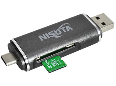 Lector de tarjetas SD/MicroSD con USB C, A y Micro-USB Nisuta (NSCRUC2)