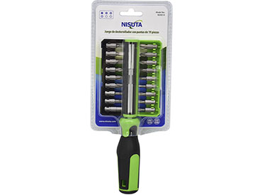 Juego de destornillador con puntas de 19 piezas Nisuta (NSKD19)