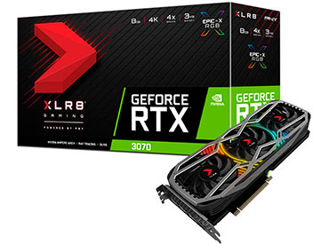 Placa de video PNY GeForce® RTX™ 3070 8GB XLR8 Gaming REVEL EPIC-X RGB™ Triple Fan (LHR)