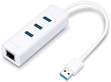 Adaptador USB 2 en 1 con Hub de 3 Puertos USB 3.0 y Ethernet Gigabit TP-Link UE330