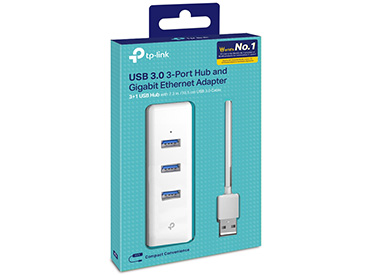 Adaptador USB 2 en 1 con Hub de 3 Puertos USB 3.0 y Ethernet Gigabit TP-Link UE330