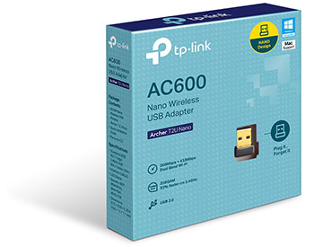 Adaptador de red Nano USB wireless Banda Dual AC600 TP-Link ARCHER T2U Nano