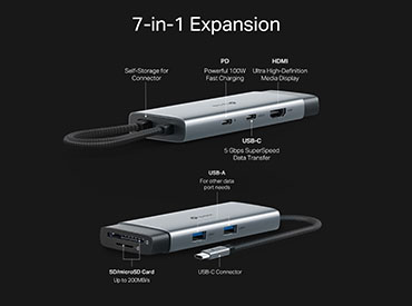 Hub USB-C 7 en 1 con HDMI, SD y microSD y Carga Rápida TP-Link UH7020C