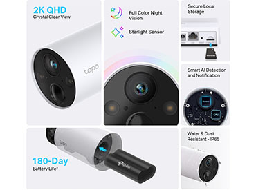 TP-Link Sistema de Cámaras de Vigilancia Inteligente Wi-Fi con Batería (Tapo C420S2)