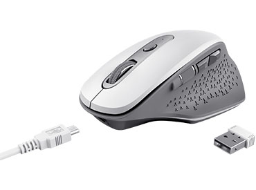Mouse inalámbrico recargable Trust Ozaa - Blanco