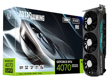 Placa de video ZOTAC GAMING GeForce RTX 4070 SUPER Trinity OC Black Edition 12GB GDDR6X